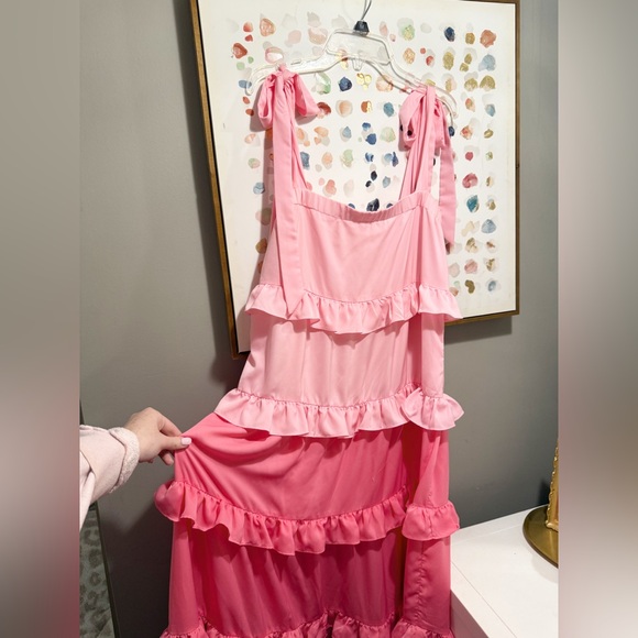 Pink Layered Ruffle Maxi Dress - Picture 3 of 7